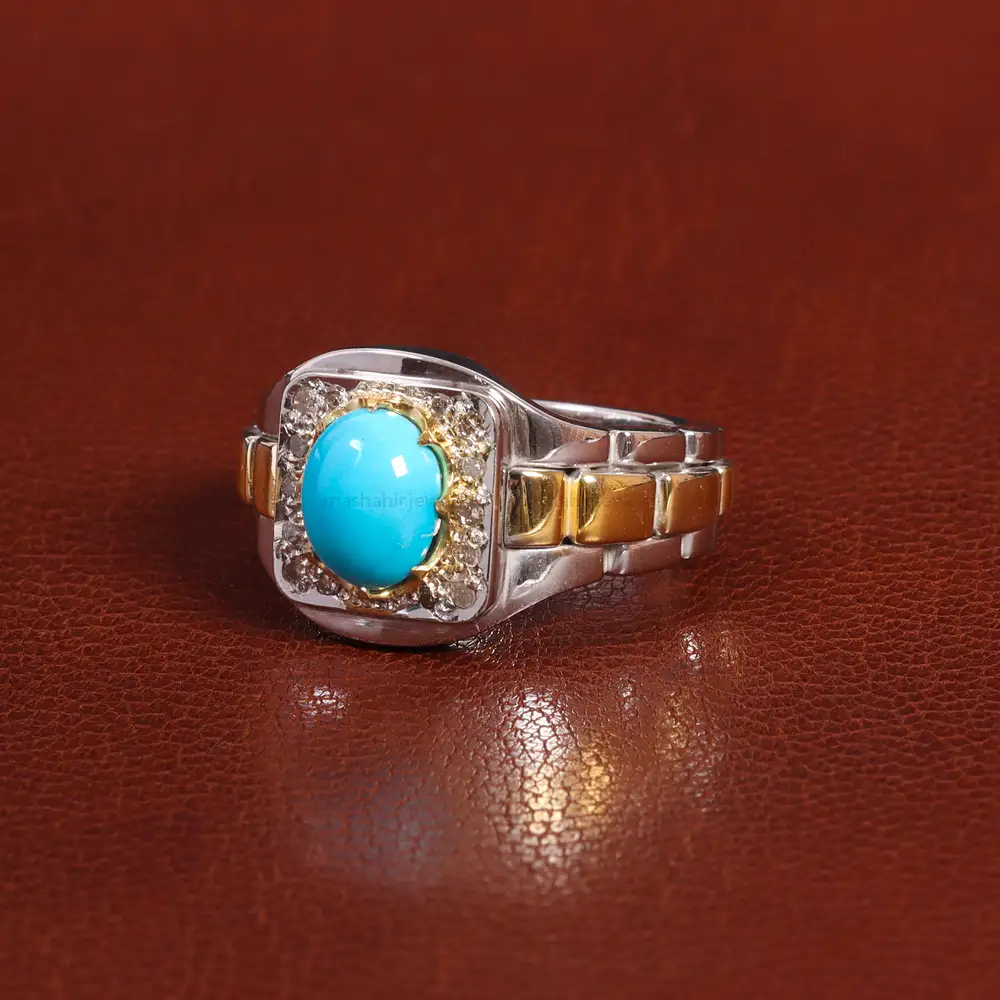 انگشتر فيروزه عجمی مردانه کد 26217