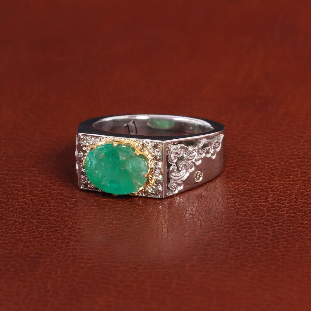 انگشتر زمرد مردانه کد 26244