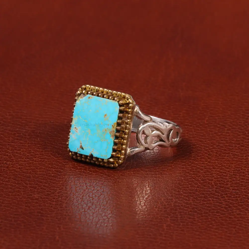 انگشتر فیروزه شجری مردانه کد 26458