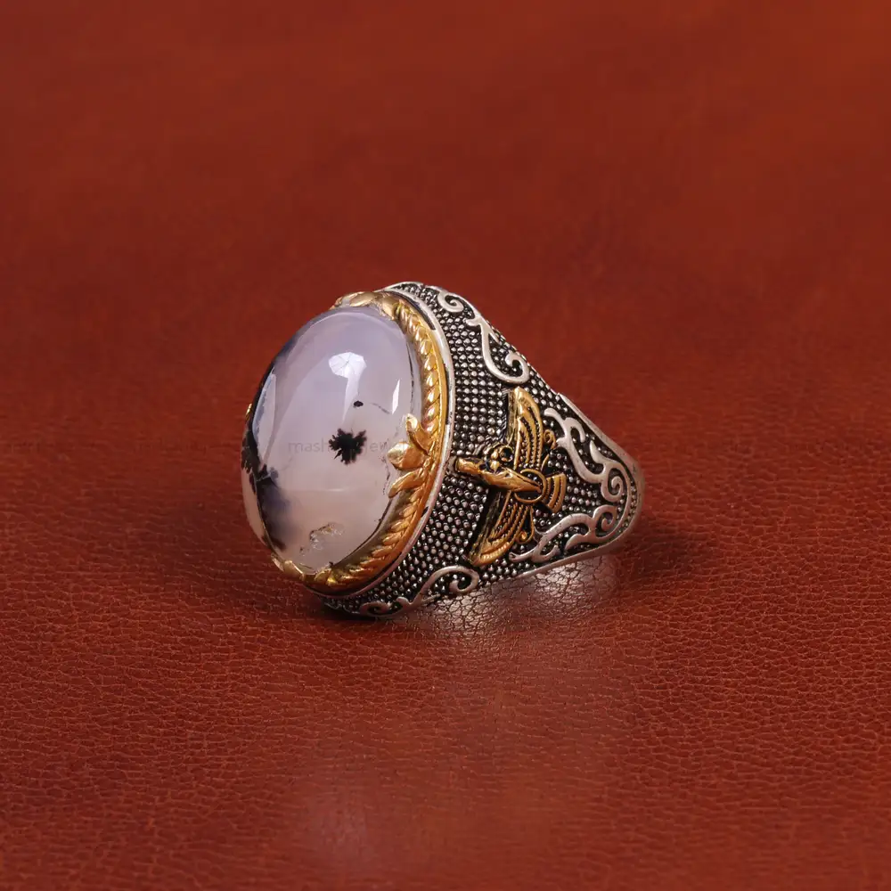 انگشتر عقيق شجر مردانه کد 26466