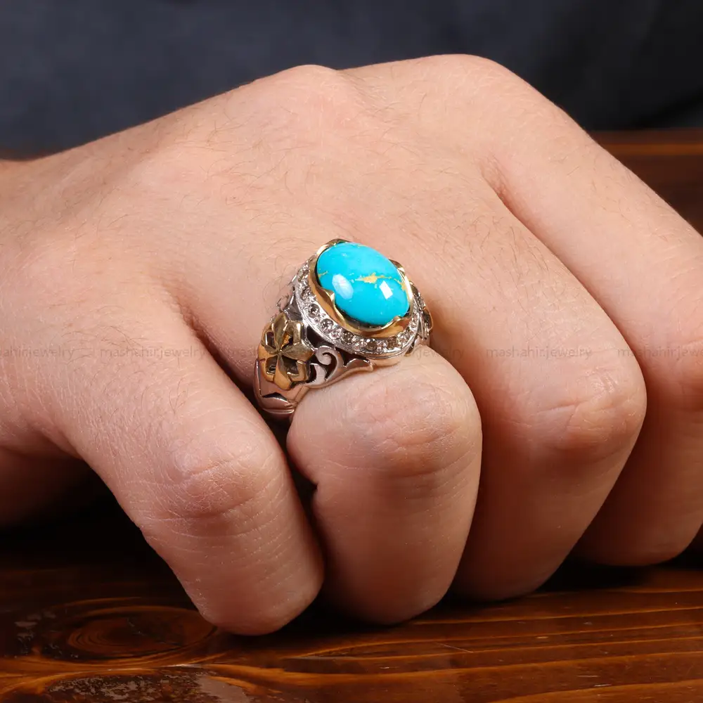 انگشتر فیروزه شجری مردانه کد 26002