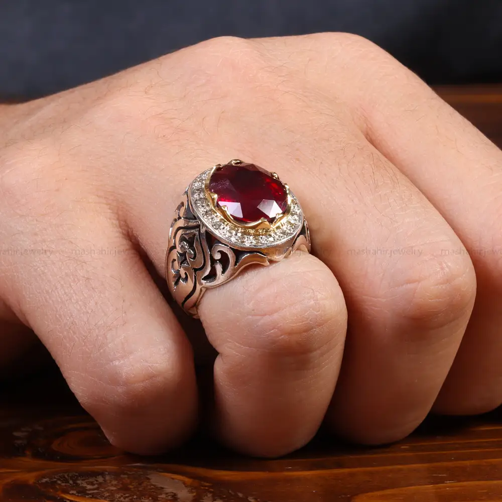 انگشتر یاقوت سرخ مردانه کد 26010