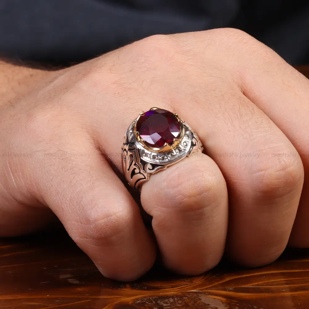 انگشتر یاقوت سرخ مردانه کد 26011