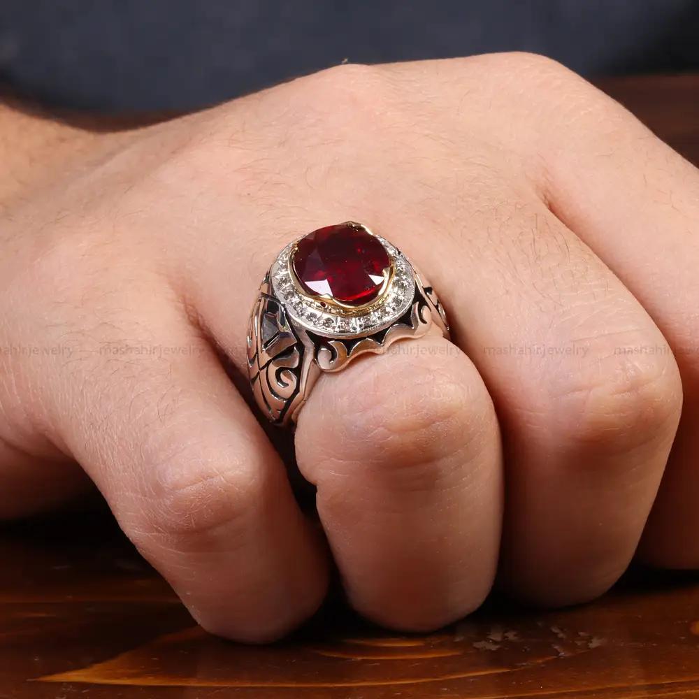 انگشتر یاقوت سرخ مردانه کد 26012