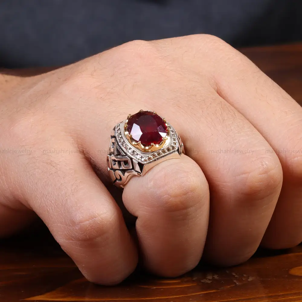 انگشتر یاقوت سرخ مردانه کد 26014