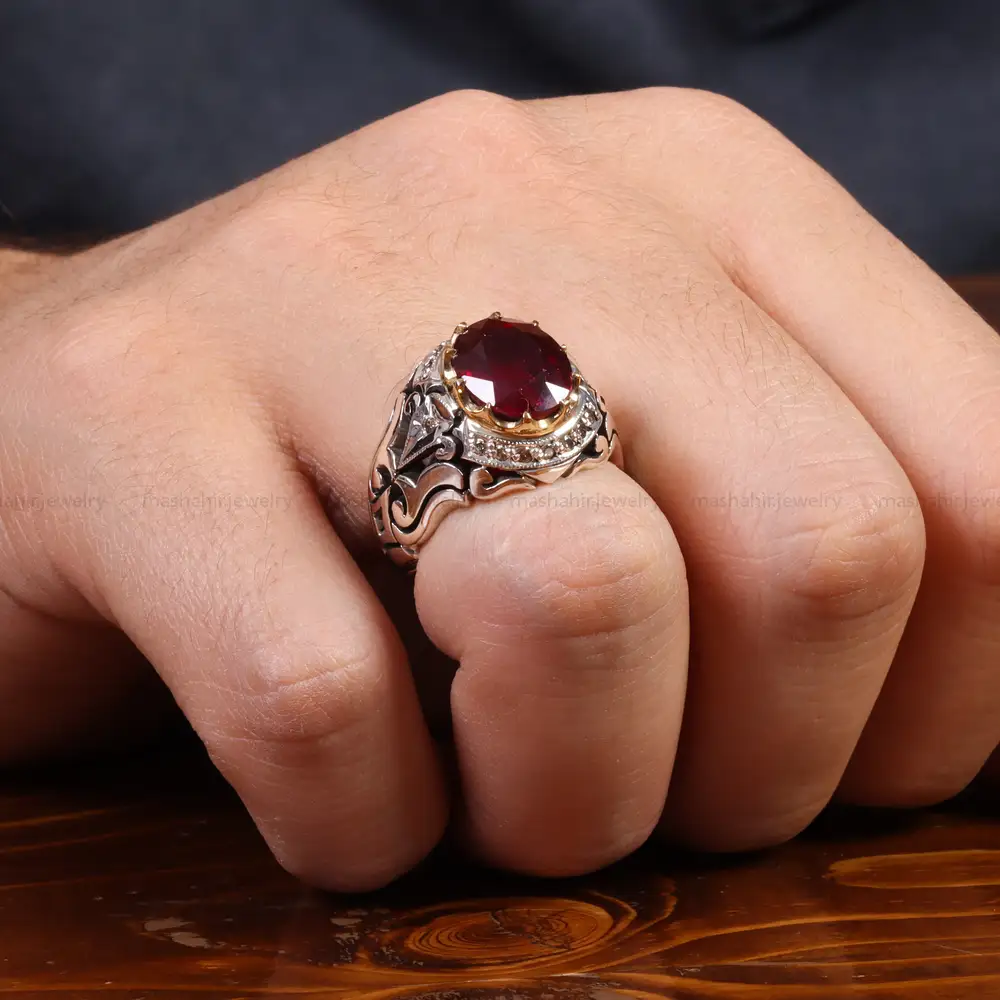 انگشتر یاقوت سرخ مردانه کد 26018