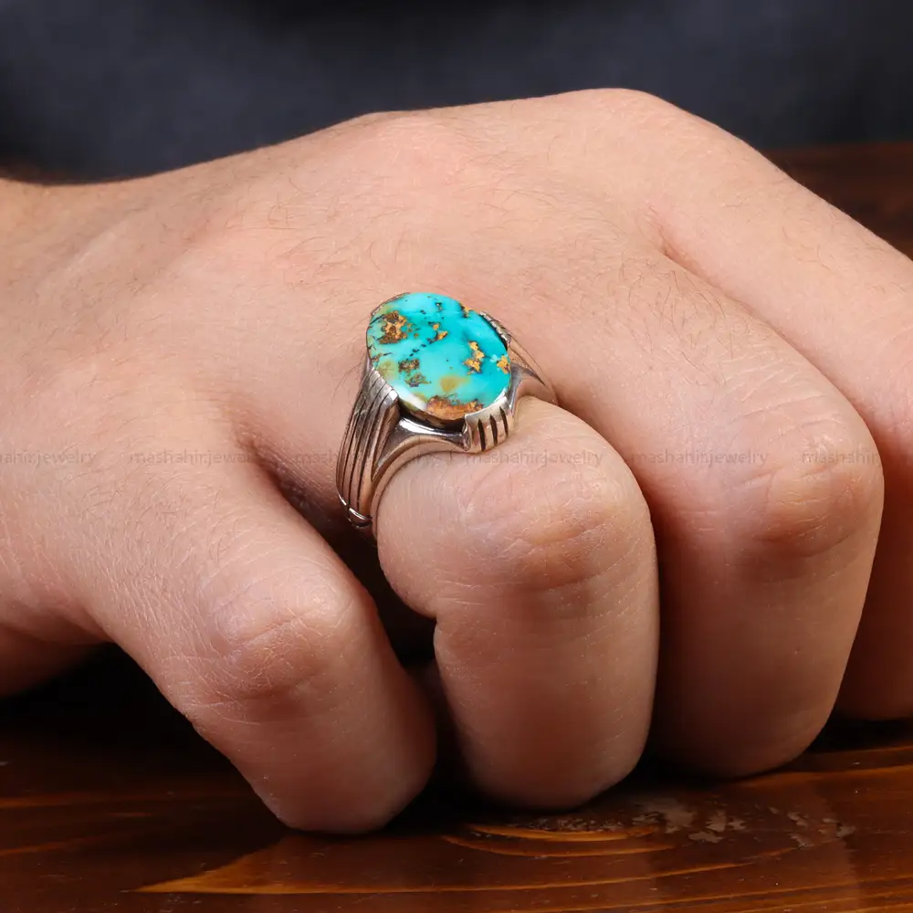 انگشتر فیروزه شجری مردانه کد 26036