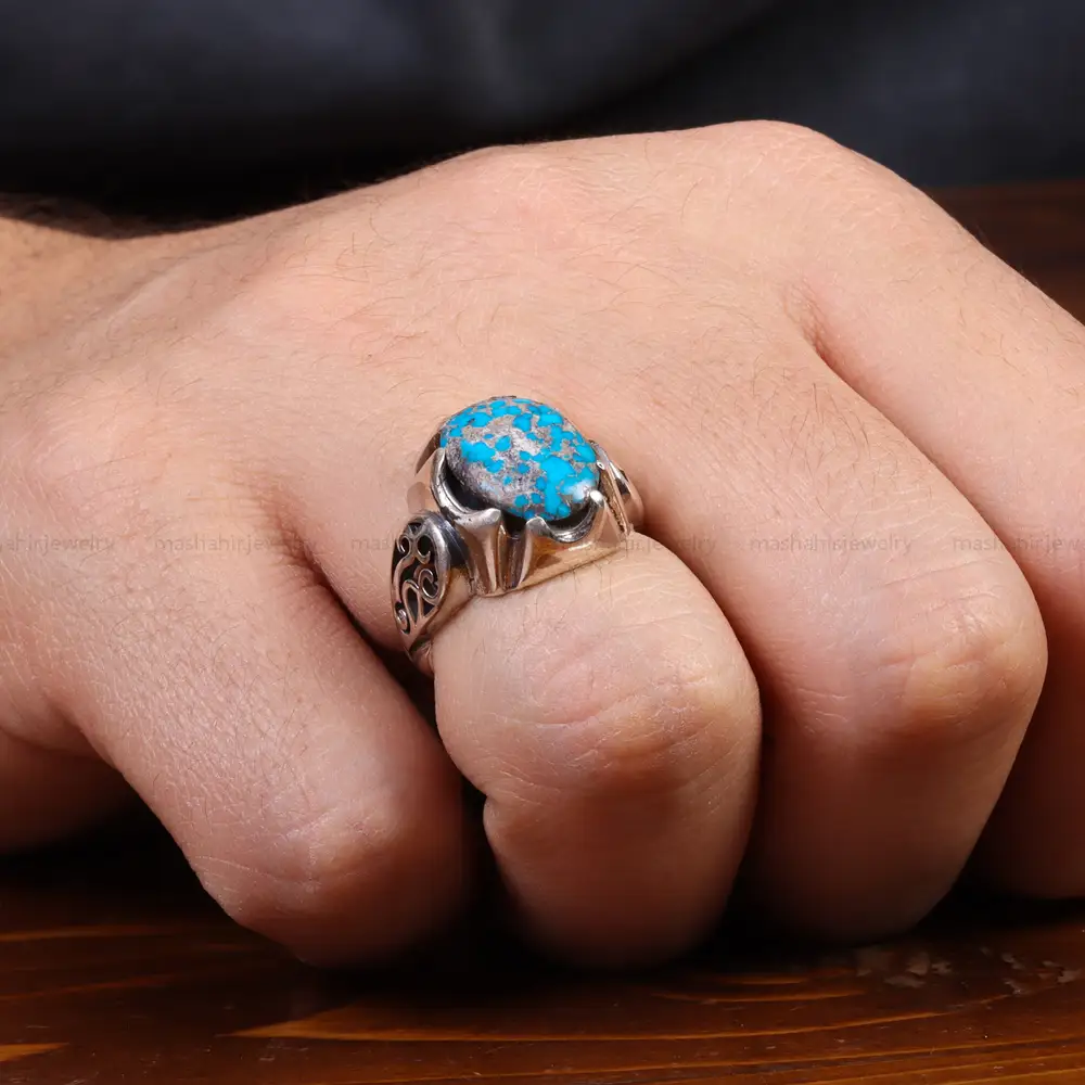 انگشتر فیروزه شجری مردانه کد 26039