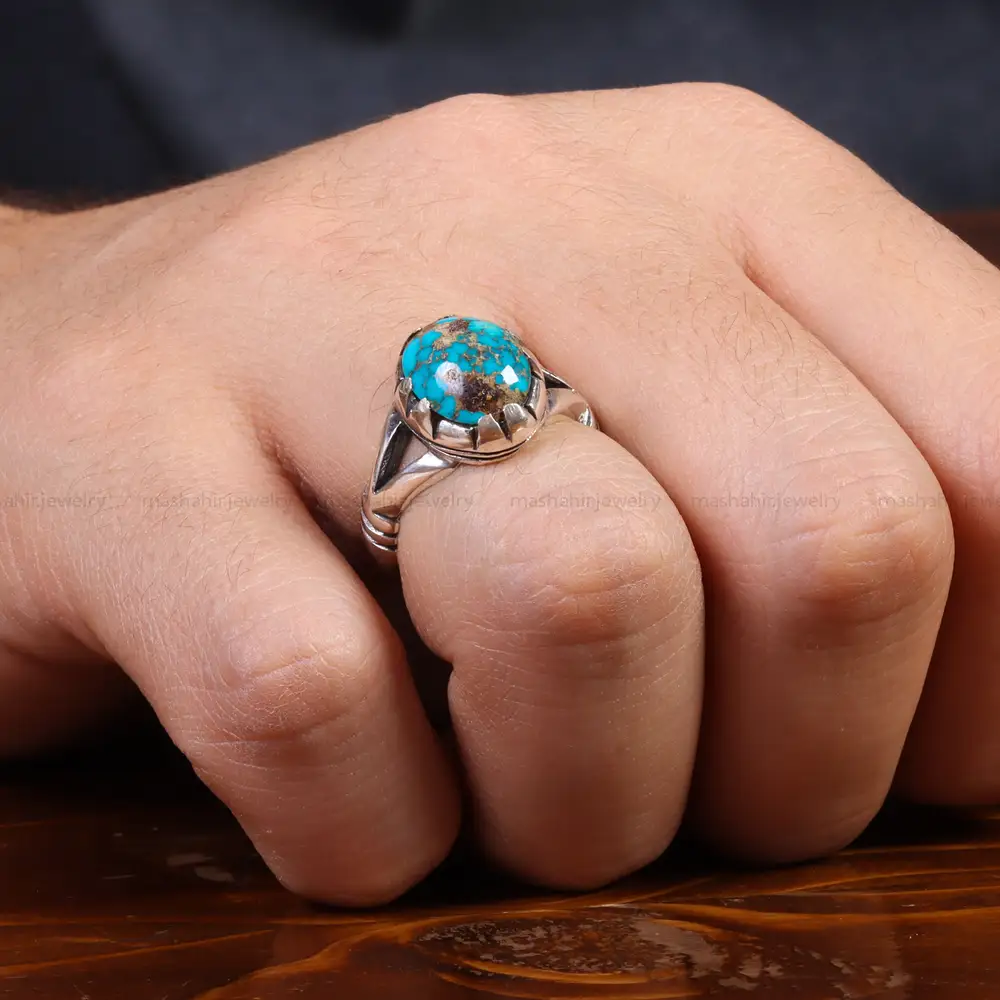 انگشتر فیروزه شجری مردانه کد 26073