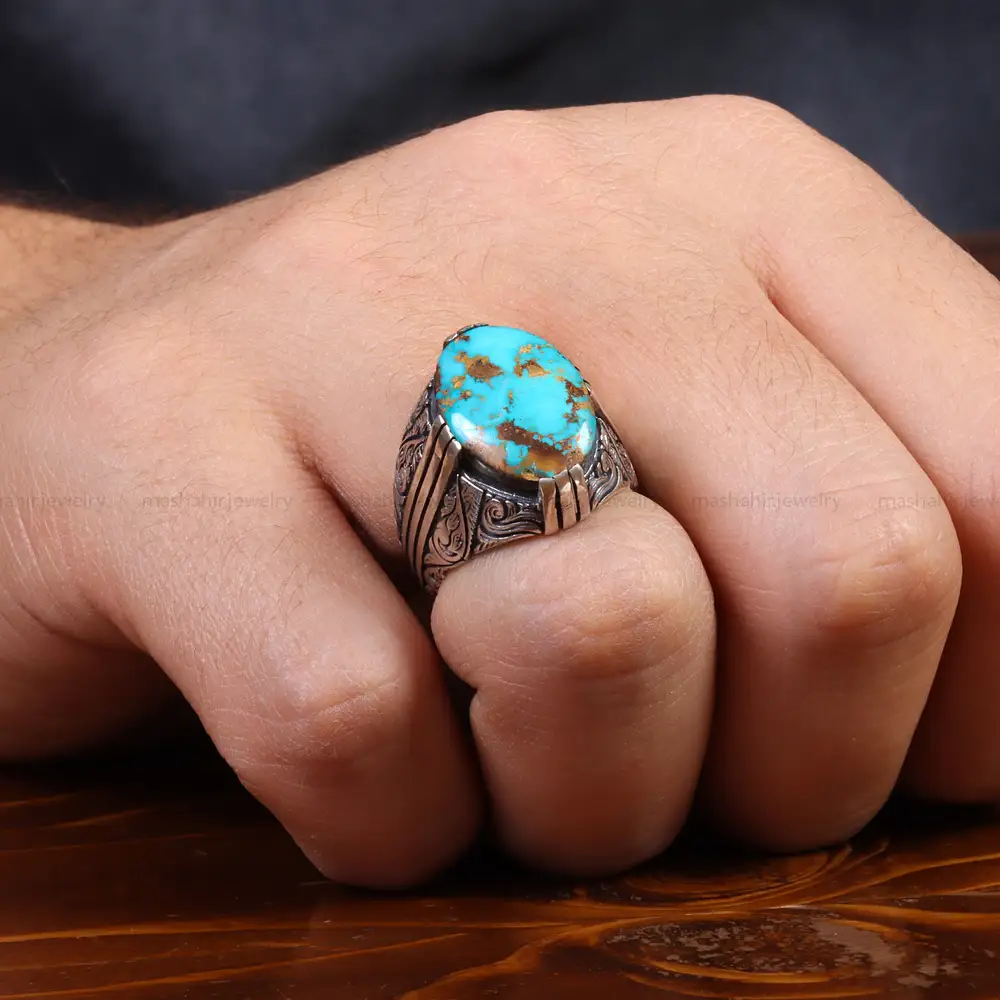 انگشتر فیروزه شجری مردانه کد 26081