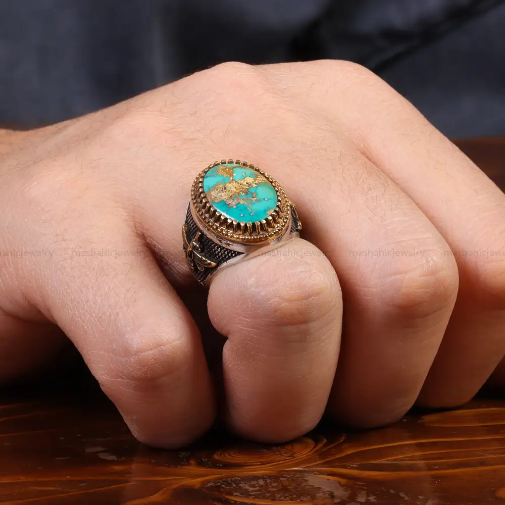 انگشتر فیروزه شجری مردانه کد 26092