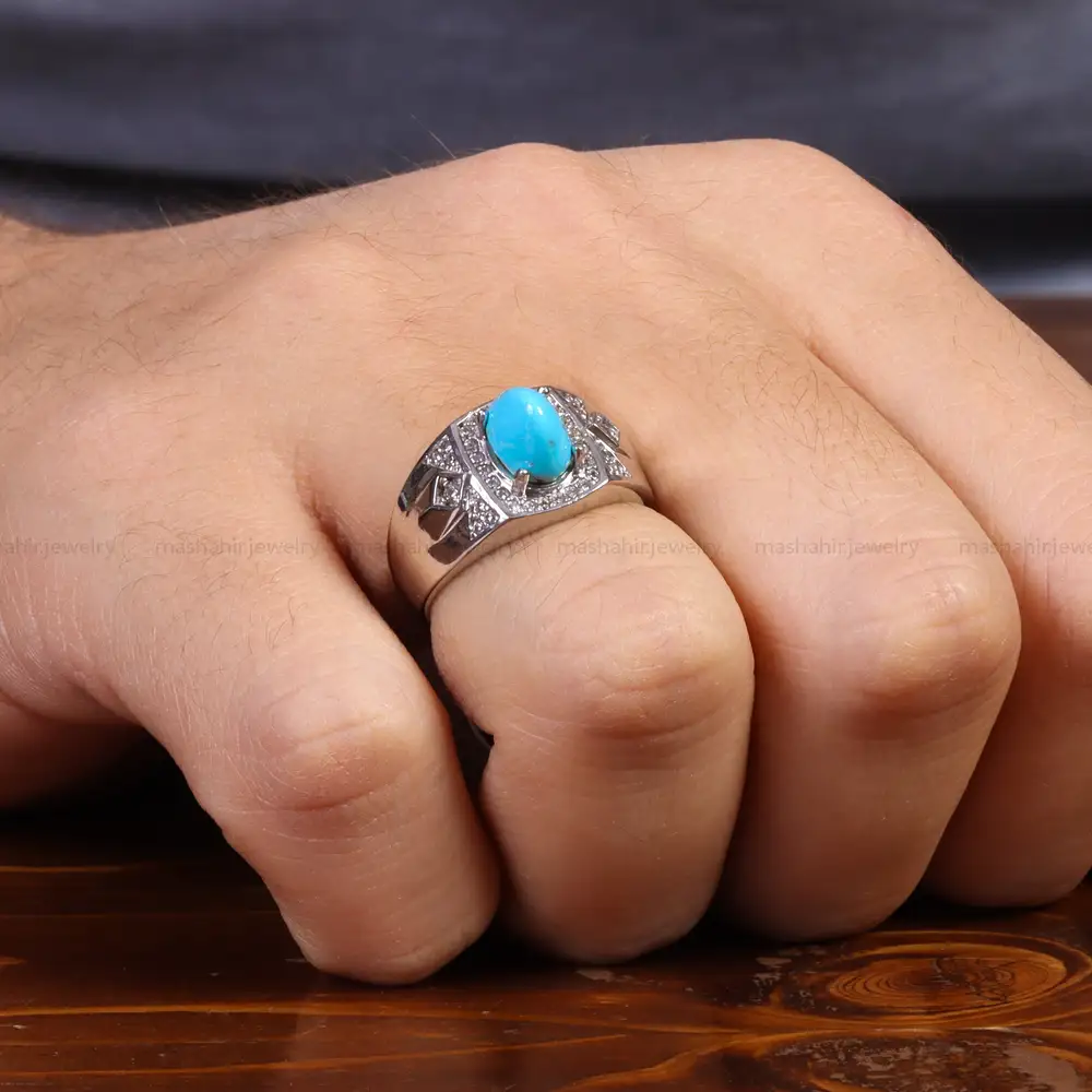 انگشتر فیروزه شجری مردانه کد 26106