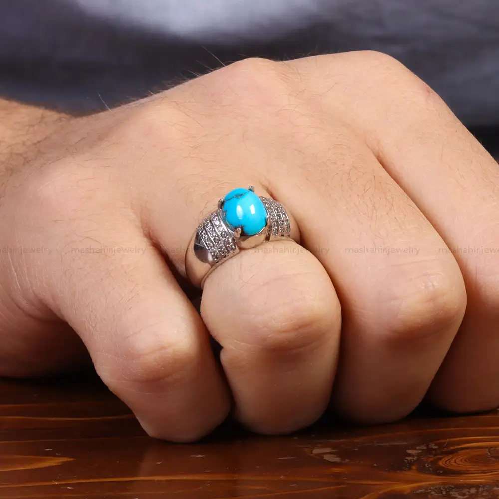 انگشتر فیروزه شجری مردانه کد 26112
