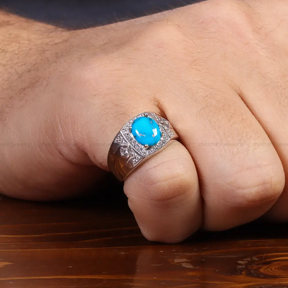 انگشتر فیروزه شجری مردانه کد 26122