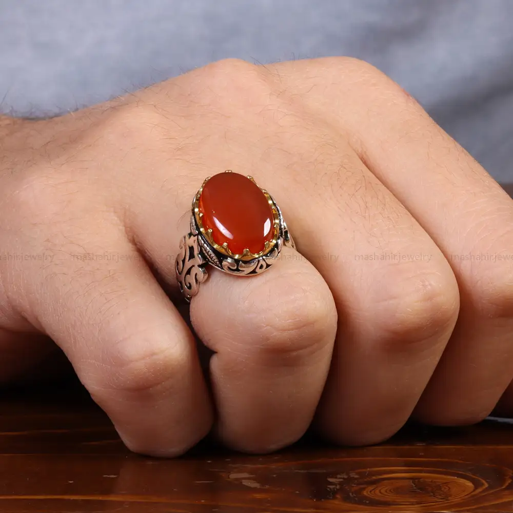 انگشتر عقیق یمن مردانه کد 26168