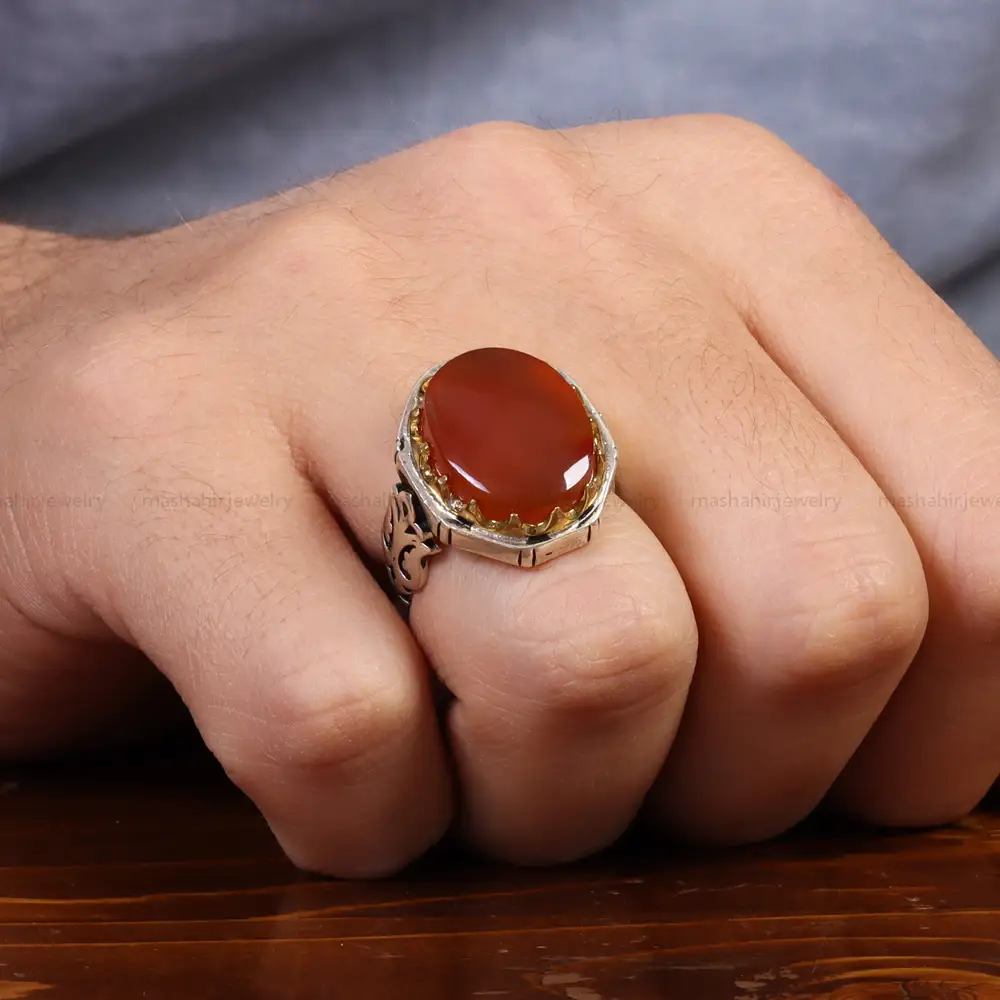 انگشتر عقیق یمن مردانه کد 26175