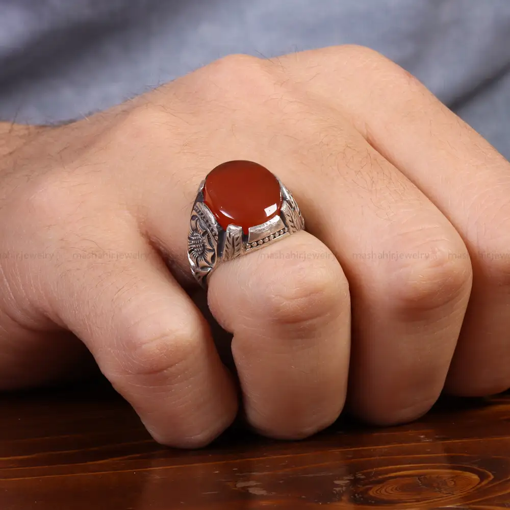 انگشتر عقیق یمن مردانه کد 26179