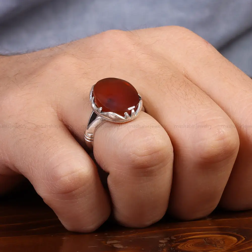 انگشتر عقیق یمن مردانه کد 26182