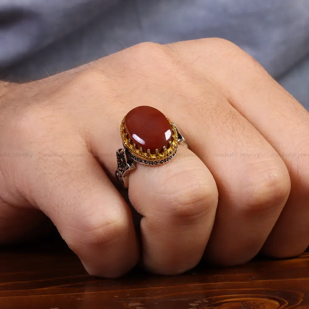 انگشتر عقیق یمن مردانه کد 26184