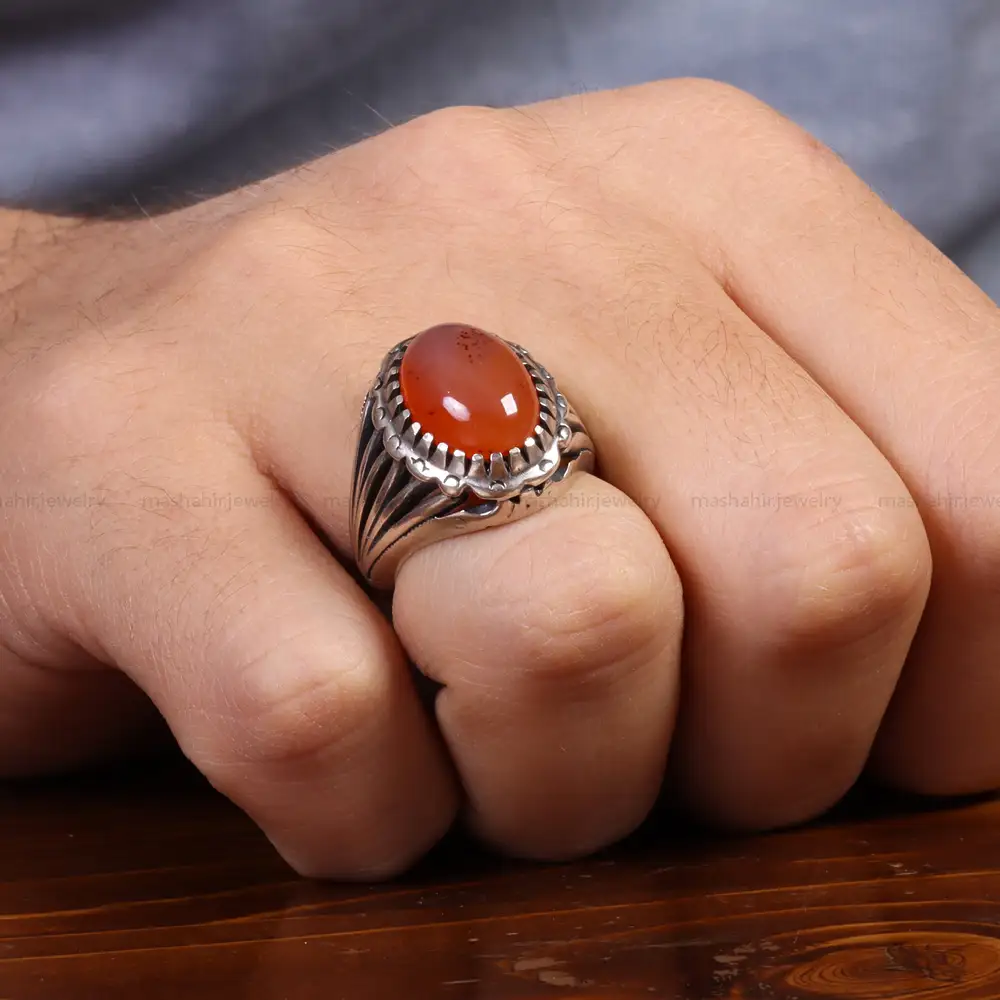 انگشتر عقیق یمن مردانه کد 26185