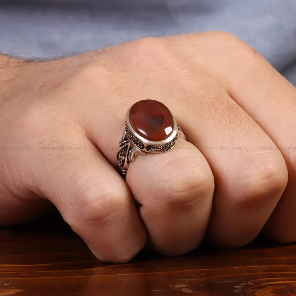 انگشتر عقیق یمن مردانه کد 26189