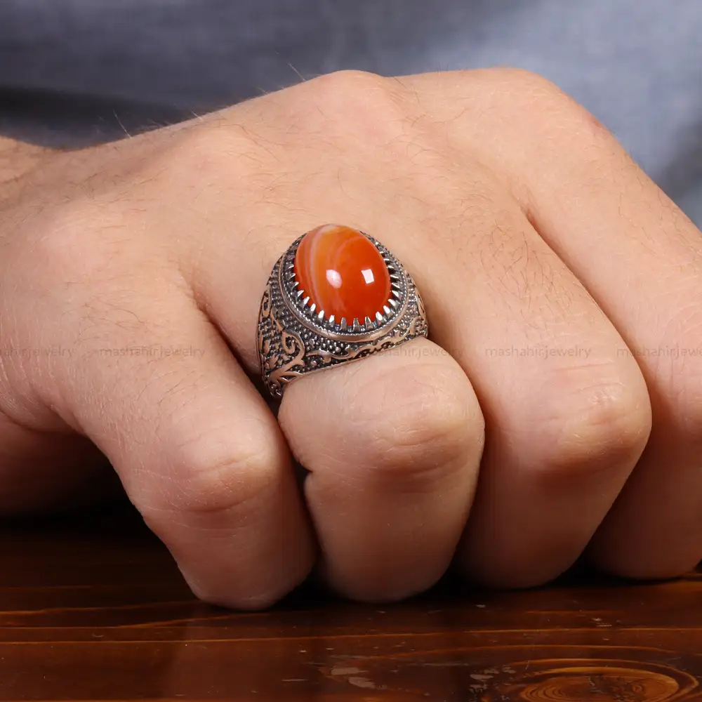 انگشتر عقیق یمن مردانه کد 26196