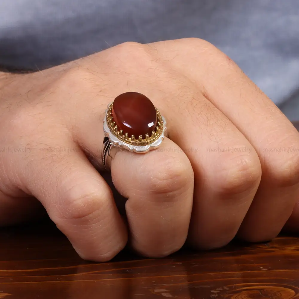 انگشتر عقیق یمن مردانه کد 26203