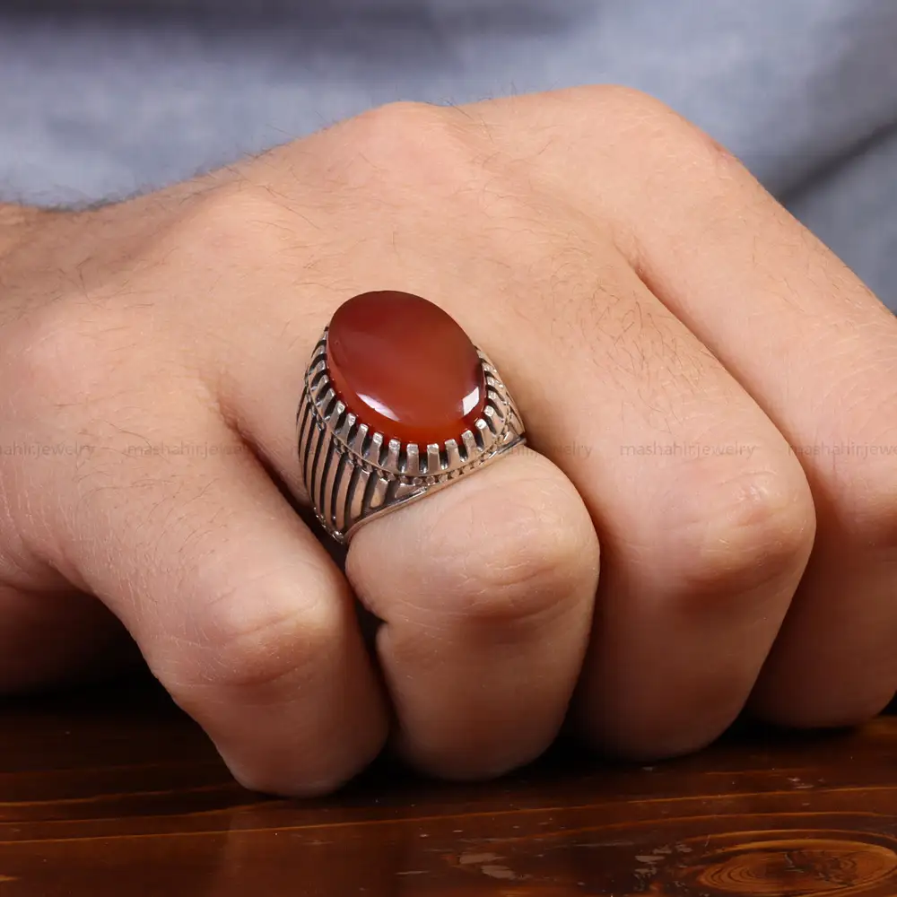 انگشتر عقیق یمن مردانه کد 26206