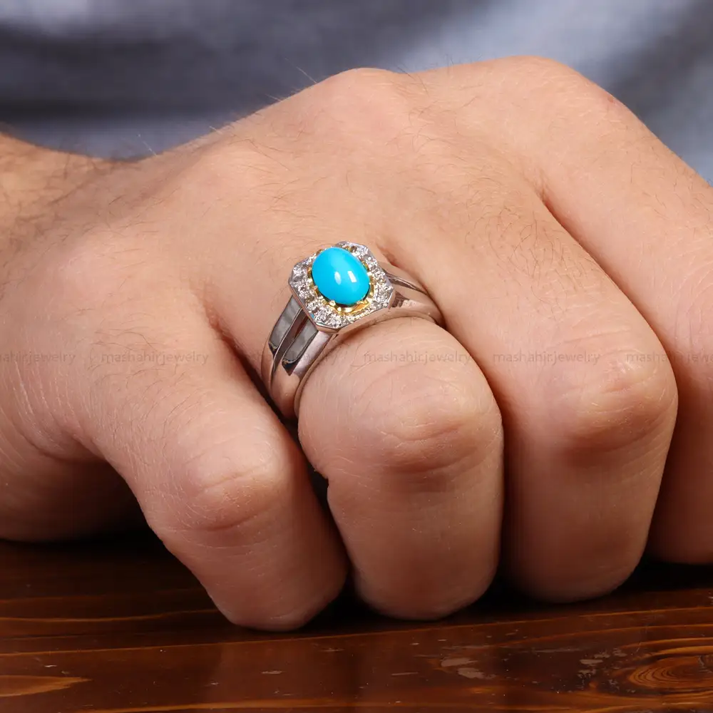 انگشتر فيروزه عجمی مردانه کد 26207
