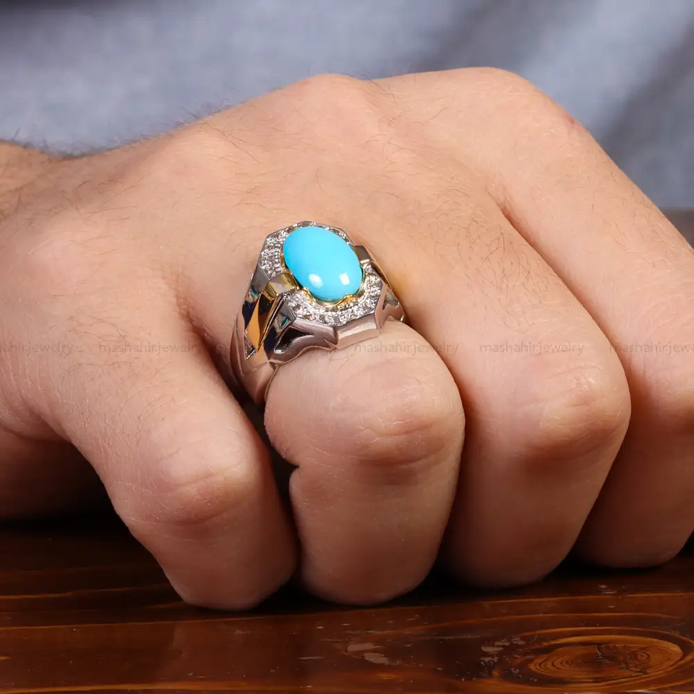 انگشتر فيروزه عجمی مردانه کد 26213