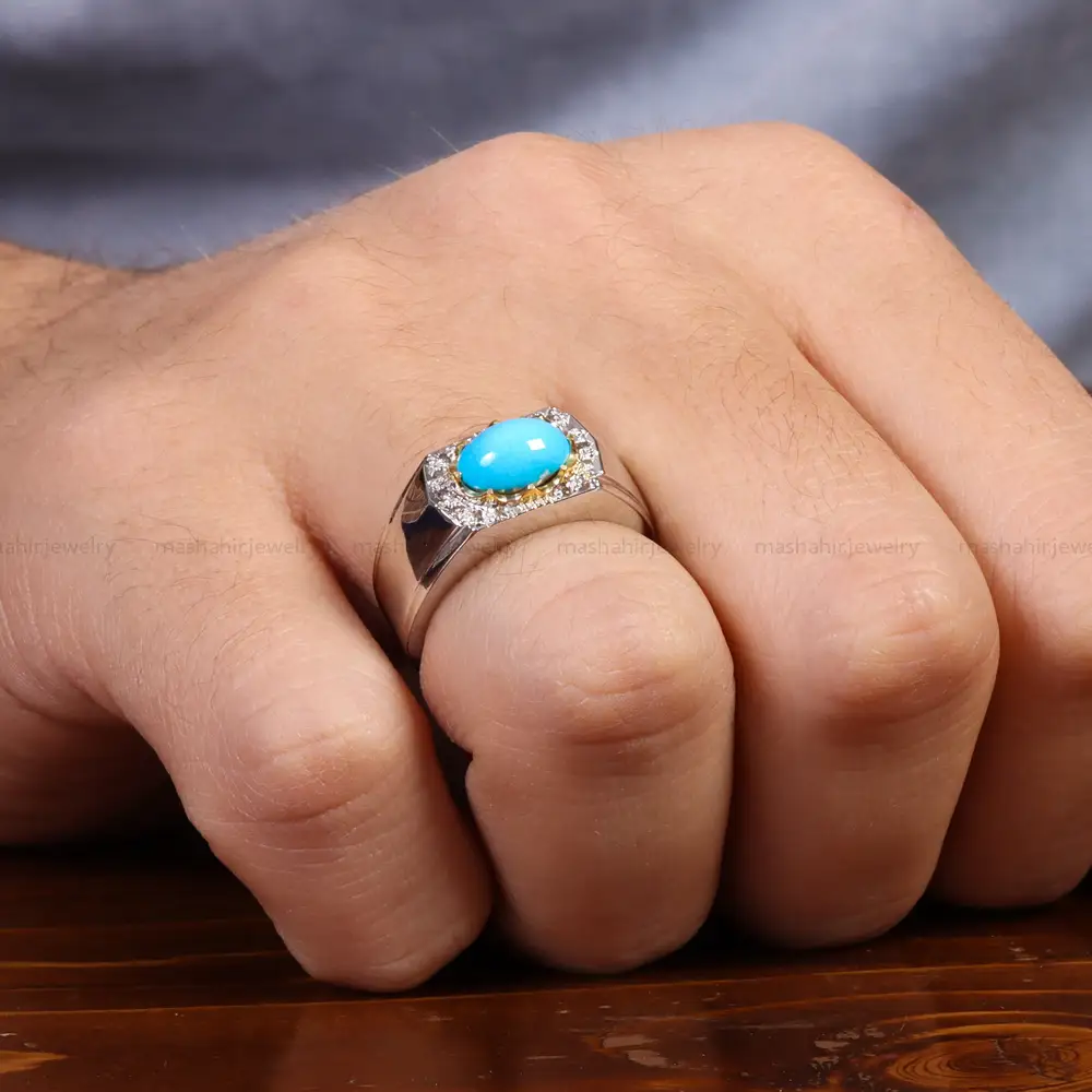 انگشتر فيروزه عجمی مردانه کد 26224