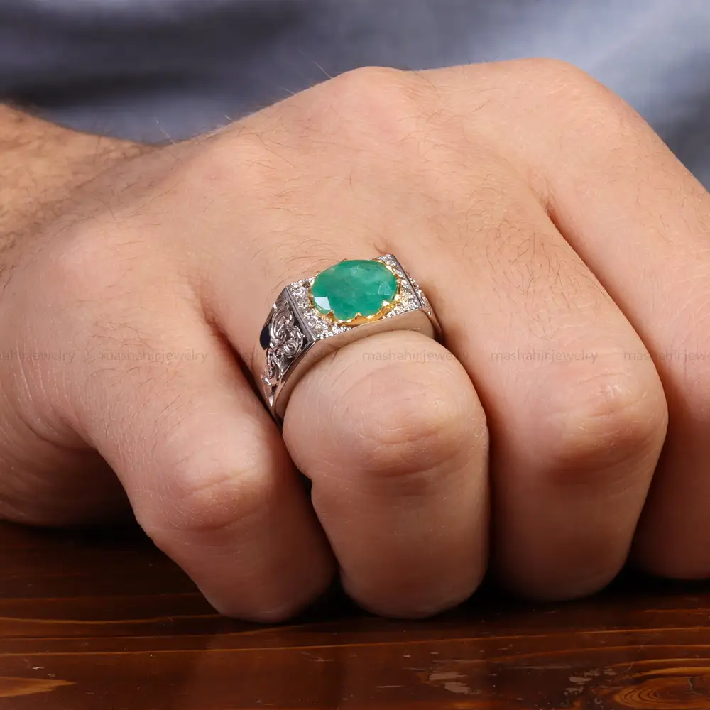 انگشتر زمرد مردانه کد 26240