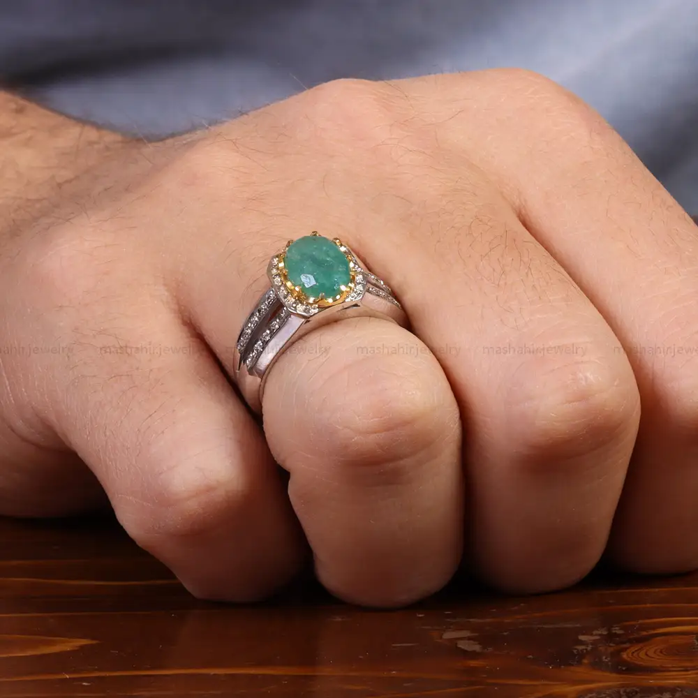 انگشتر زمرد مردانه کد 26243
