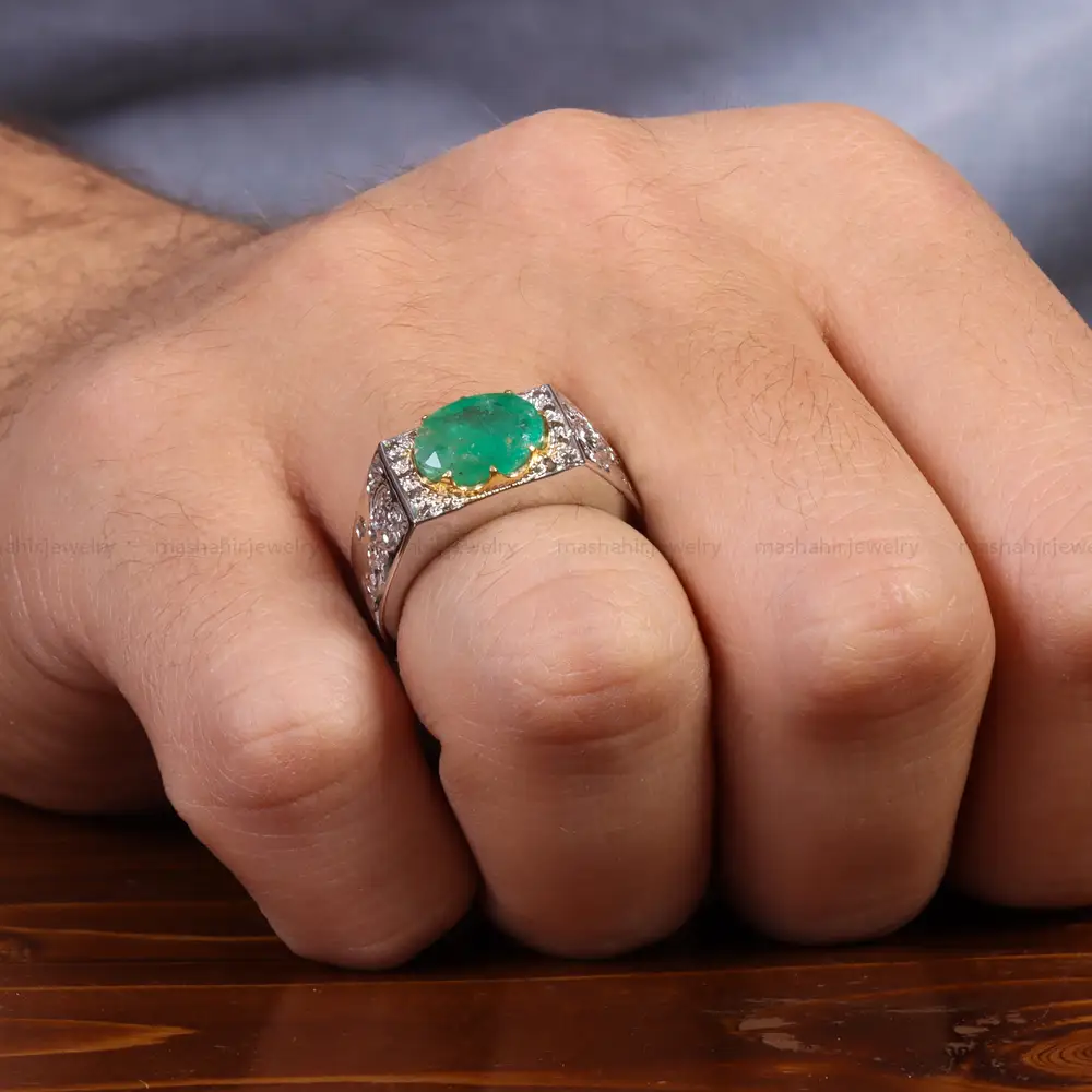انگشتر زمرد مردانه کد 26244
