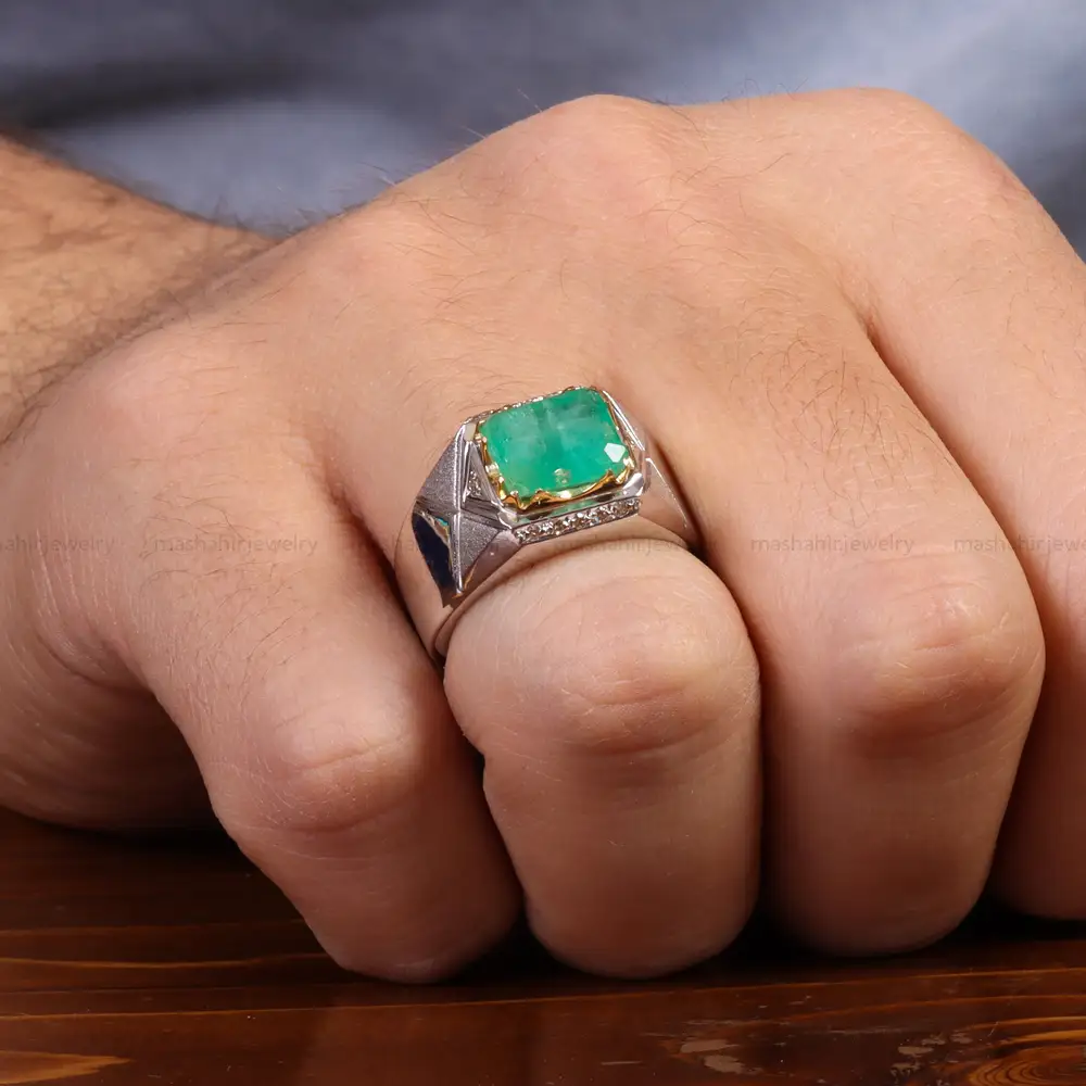 انگشتر زمرد مردانه کد 26245