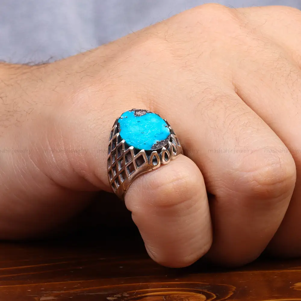 انگشتر فیروزه شجری مردانه کد 26277