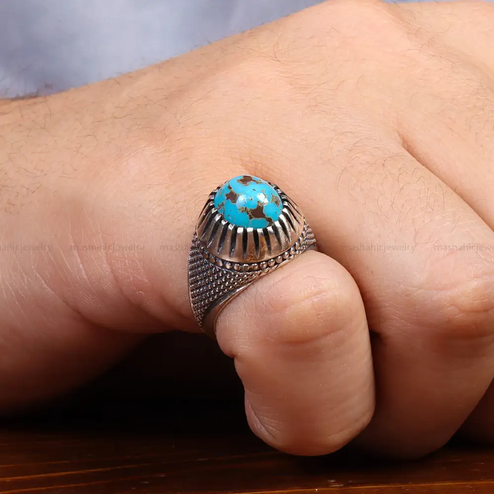 انگشتر فیروزه شجری مردانه کد 26284