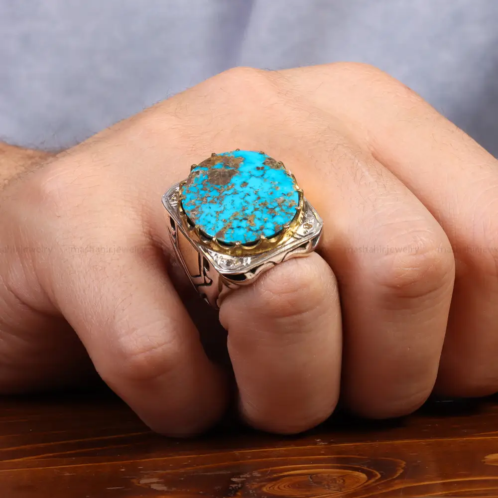 انگشتر فیروزه شجری مردانه کد 26297