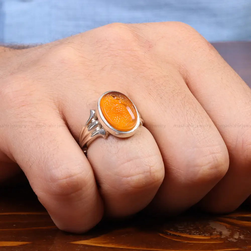 انگشتر عقیق یمن مردانه کد 26381