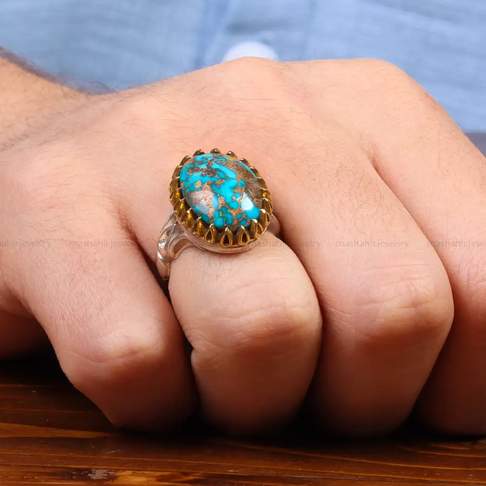 انگشتر فیروزه شجری مردانه کد 26447