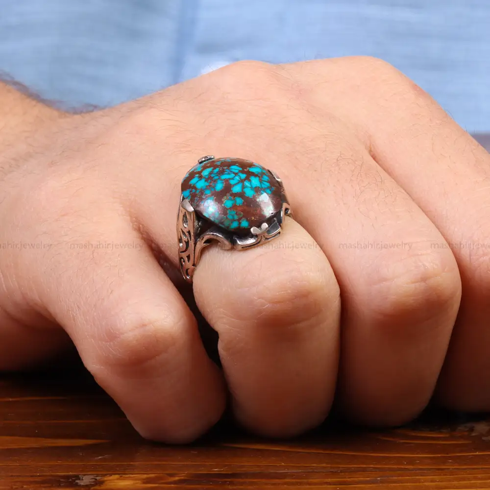 انگشتر فیروزه شجری مردانه کد 26448