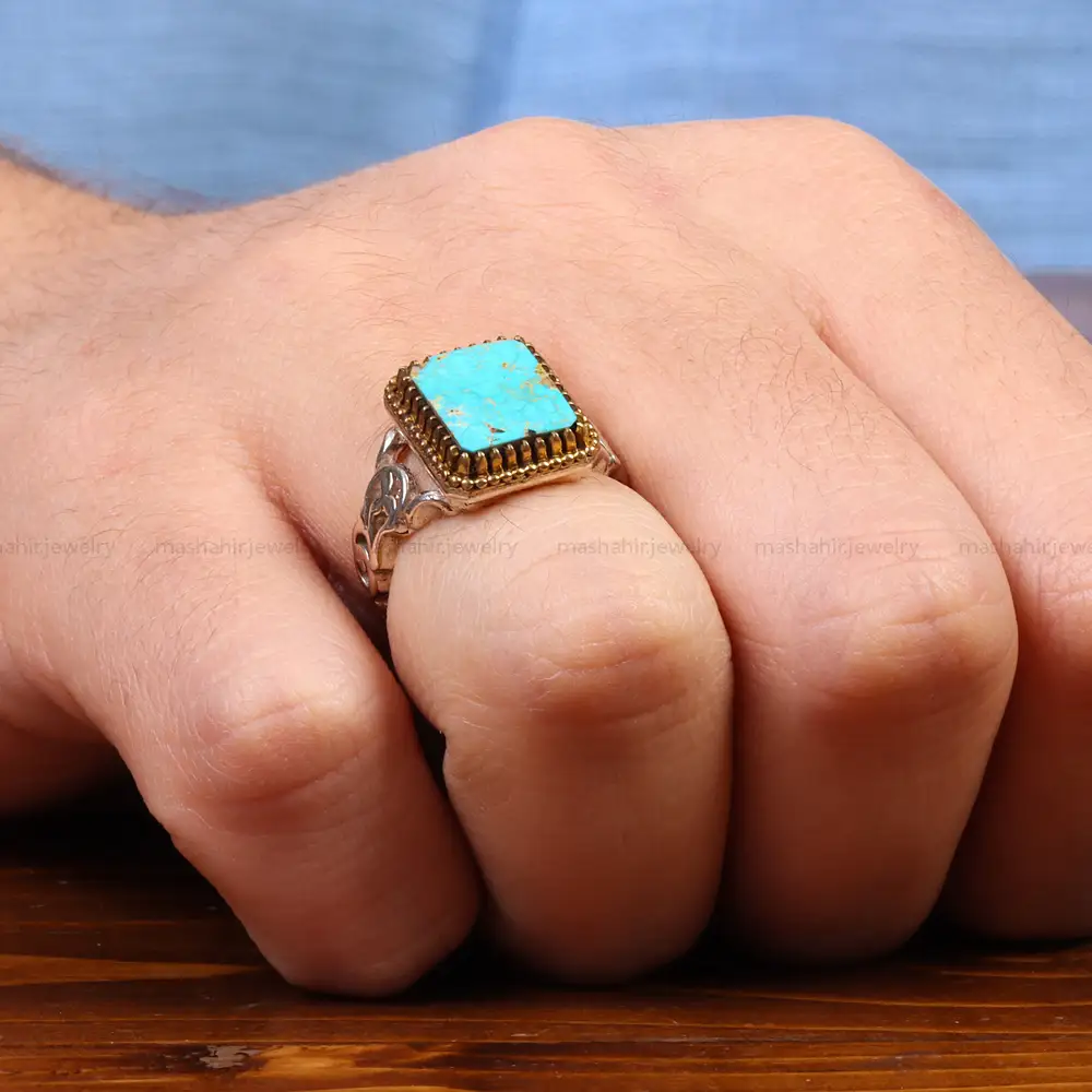 انگشتر فیروزه شجری مردانه کد 26458