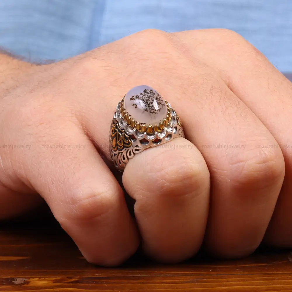 انگشتر عقيق شجر مردانه کد 26463