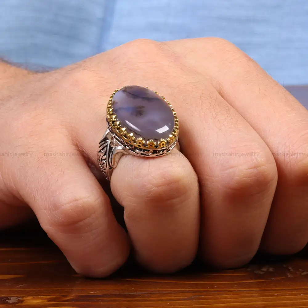 انگشتر عقيق شجر مردانه کد 26465