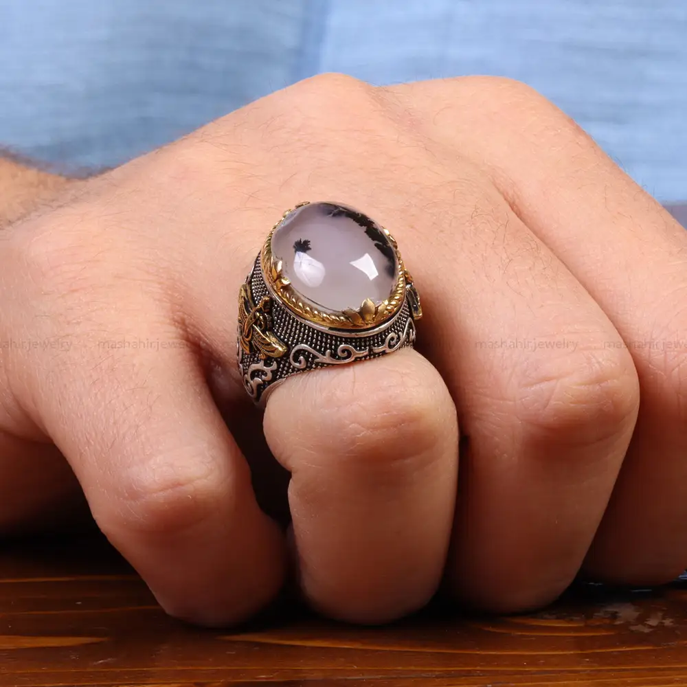 انگشتر عقيق شجر مردانه کد 26466