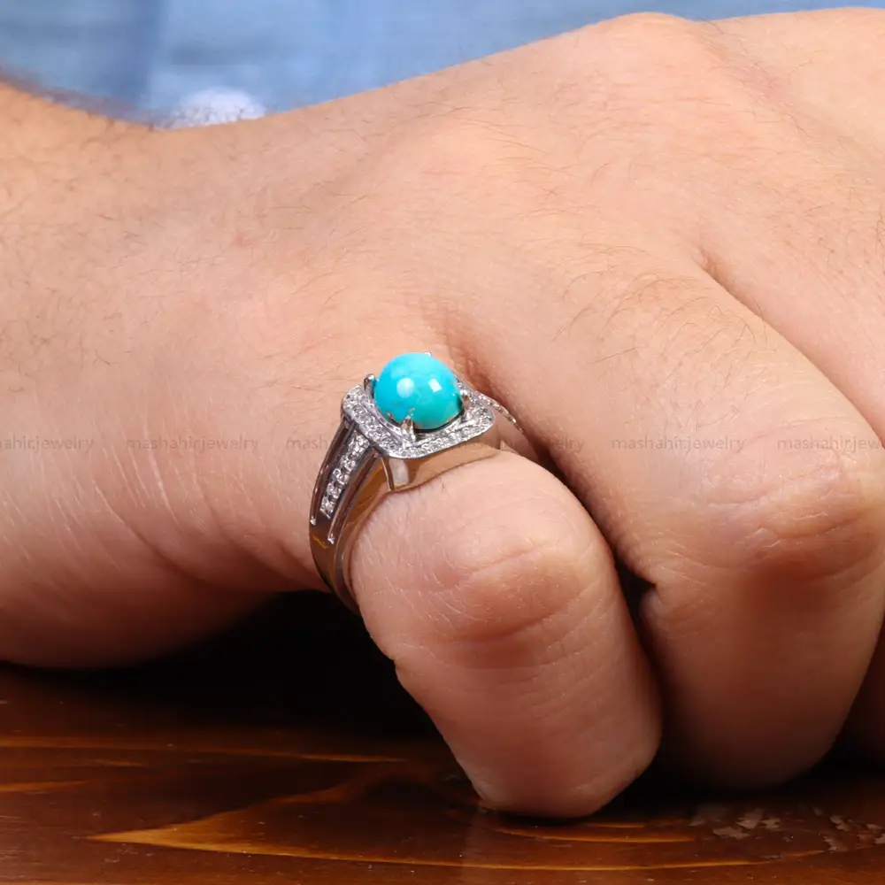 انگشتر فيروزه عجمی مردانه کد 26474