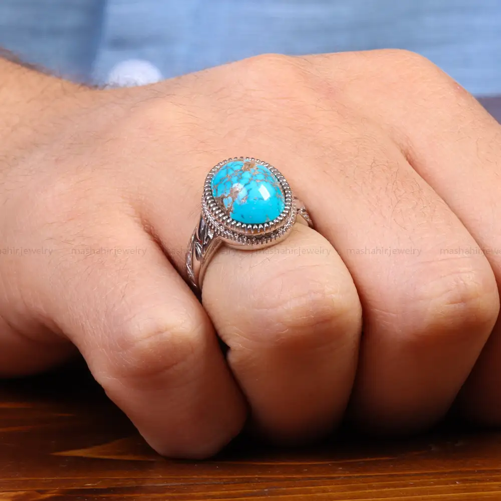 انگشتر فیروزه شجری مردانه کد 26478