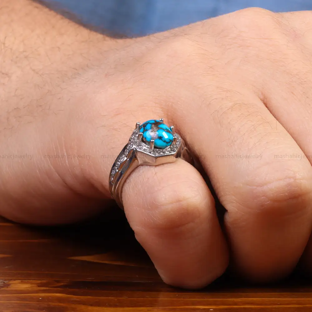 انگشتر فیروزه شجری مردانه کد 26481