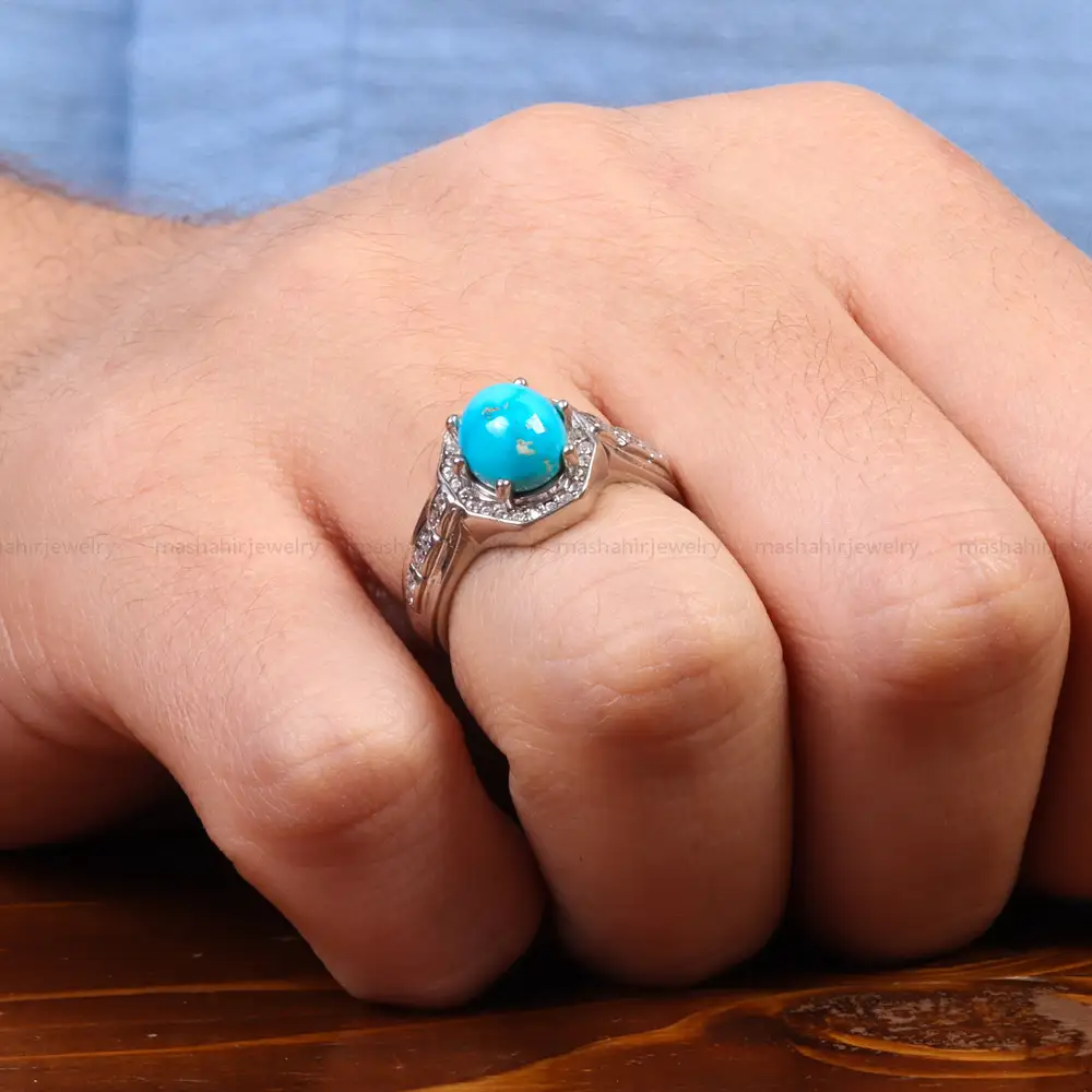 انگشتر فیروزه شجری مردانه کد 26485