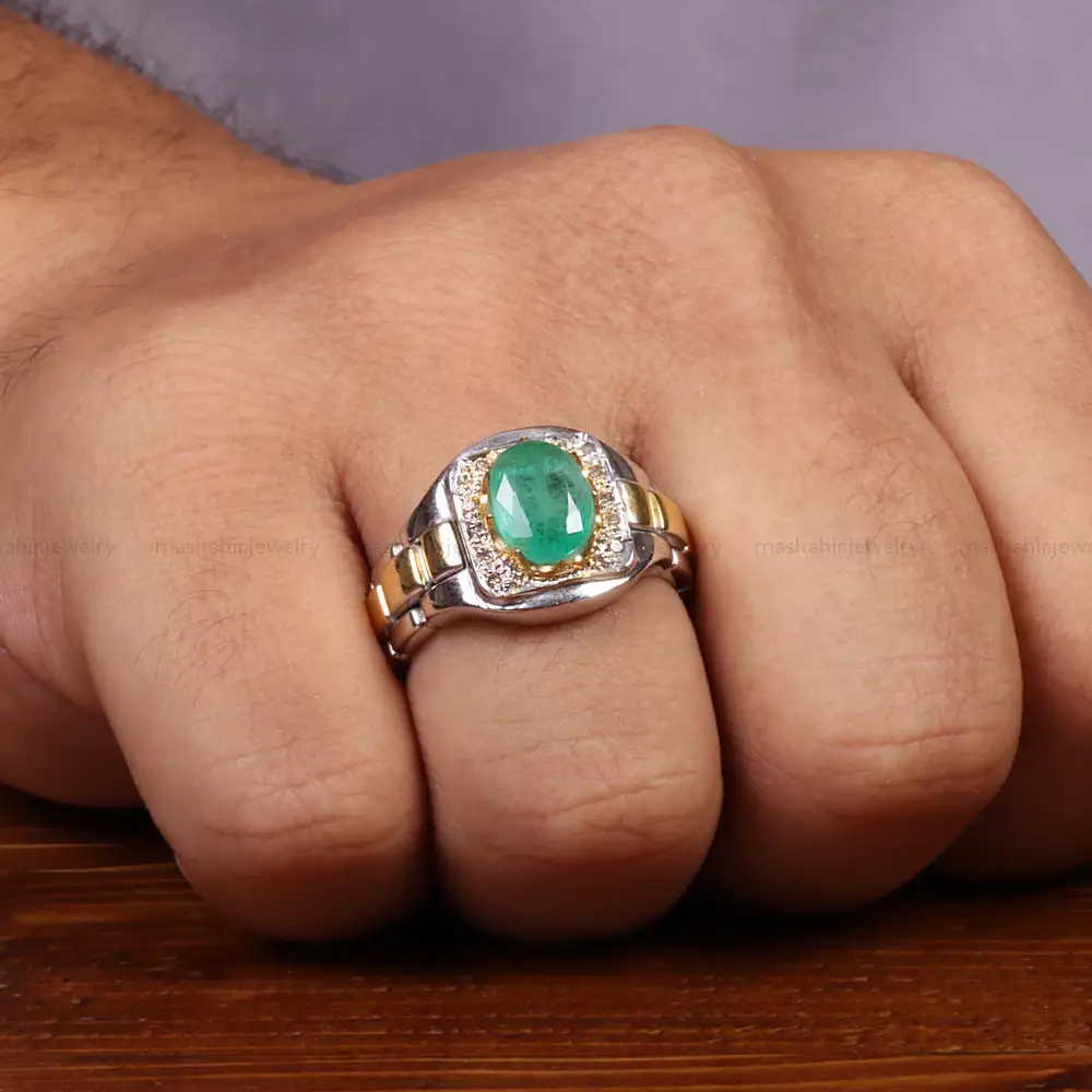 انگشتر زمرد مردانه کد 26609